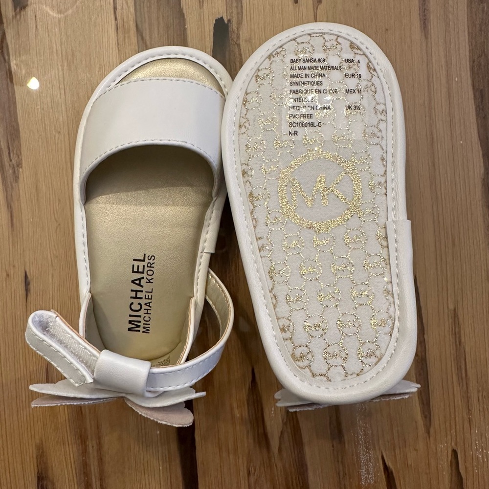 Michael Kors size 4 little girls white sandals brand new with box.